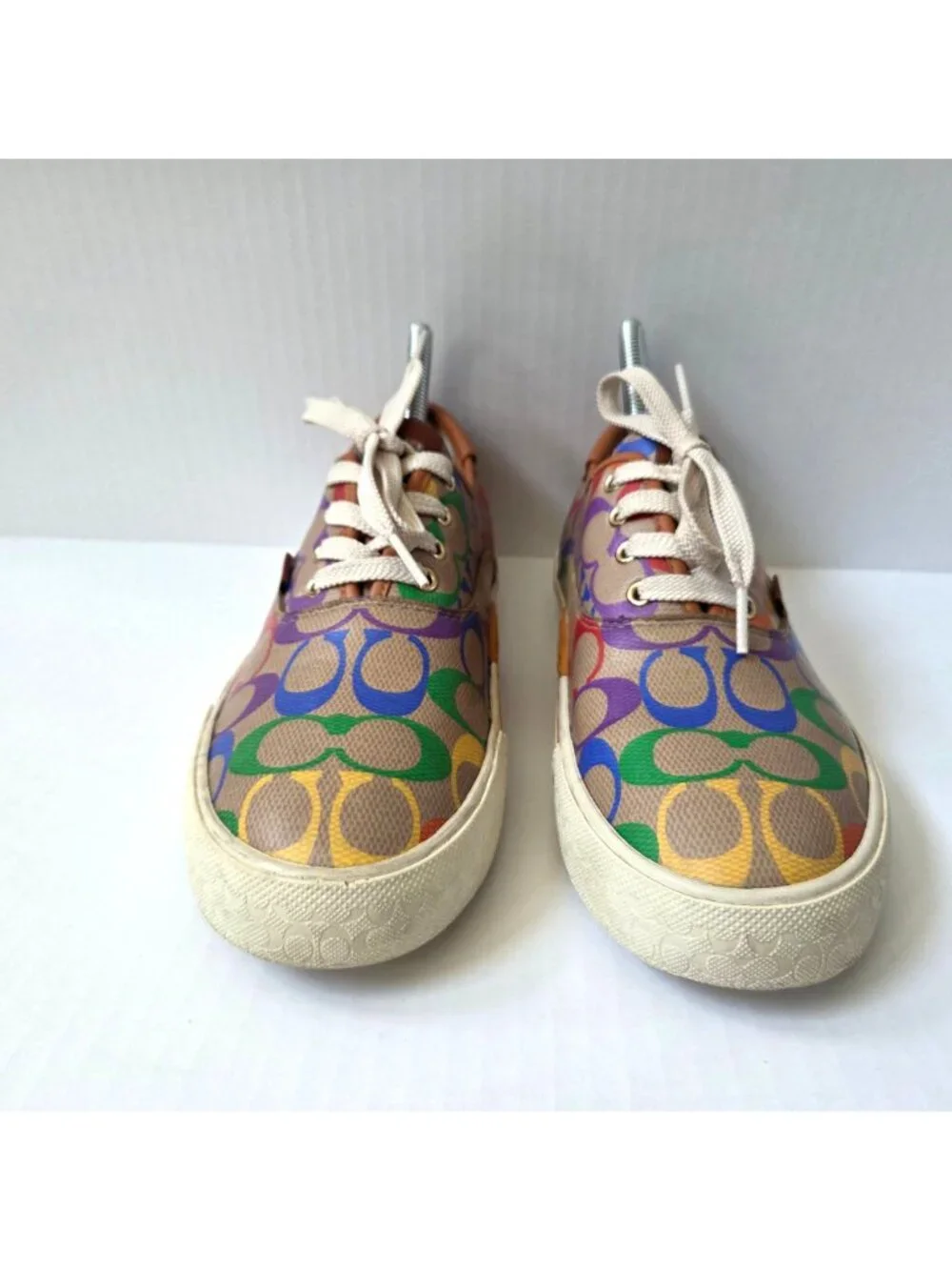 Coach Shoes Womens 7.5 Citysole Skate Sneakers Rainbow Signature Logo Canvas